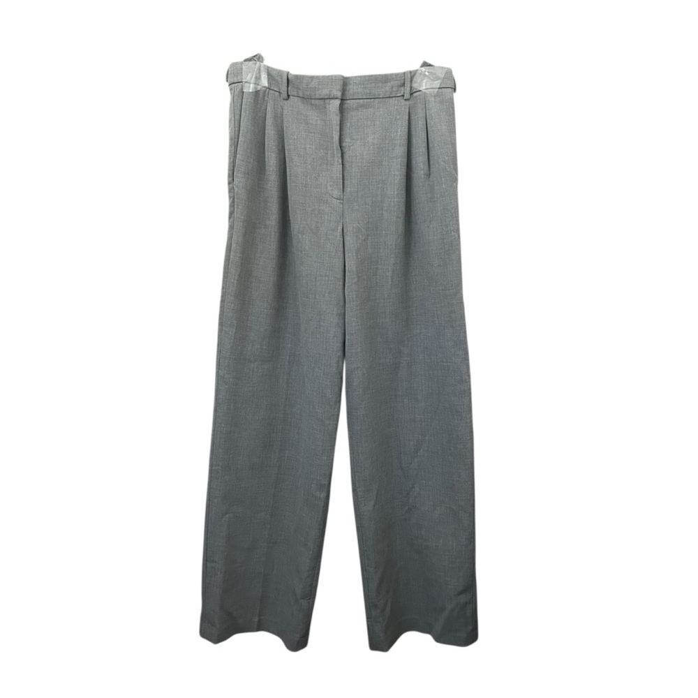 SALE Babaton The Effortless Pant Pleated High Rise Wide Leg Trousers Gray Sz 12